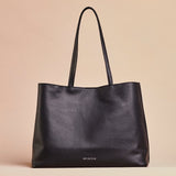 black  handcrafted full grain leather tote bag ,everyday leather tote bag.