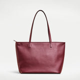 Burgundy  handcrafted full grain leather  tote bag with YKK zipper and internal leather lining. 