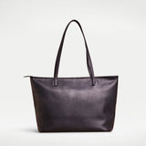 Black handcrafted full grain leather  tote bag with YKK zipper and internal leather lining. 