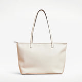 Creamy White  handcrafted full grain leather tote bag with YKK zipper and internal leather lining.