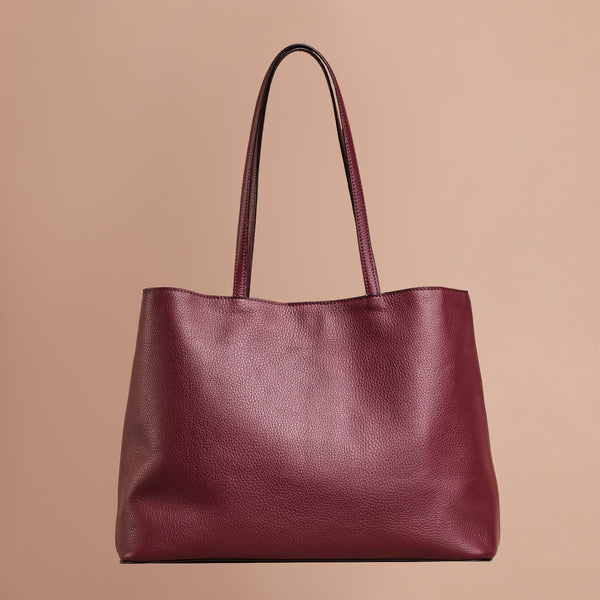 Wine and Burgundy  handcrafted full grain leather tote bag ,everyday leather tote bag.