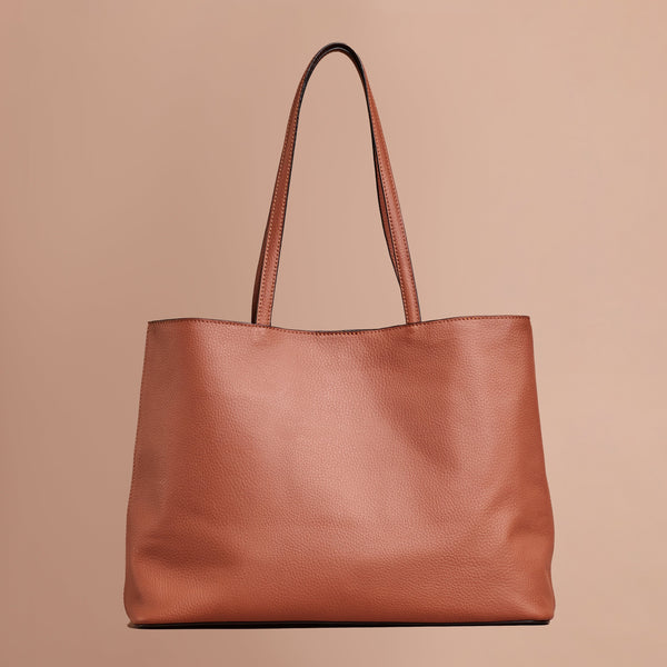 Tan handcrafted full grain leather tote bag ,everyday leather tote bag.