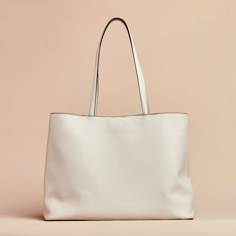 Cream white  handcrafted full grain leather tote bag ,everyday leather tote bag.