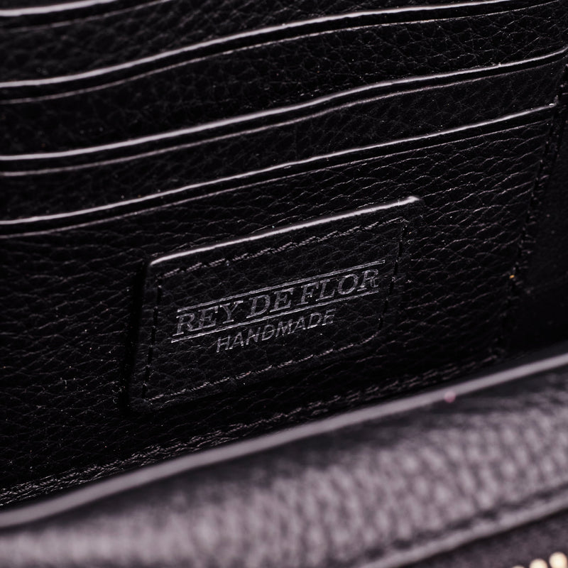 Black Crossbody Handcrafter Full grain leather wallet with zipper.