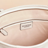 Creamy White  handcrafted full grain leather tote bag with YKK zipper and internal leather lining.