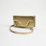 Rey De Flor Metallic Gold Italian Leather Crossbody Clutch