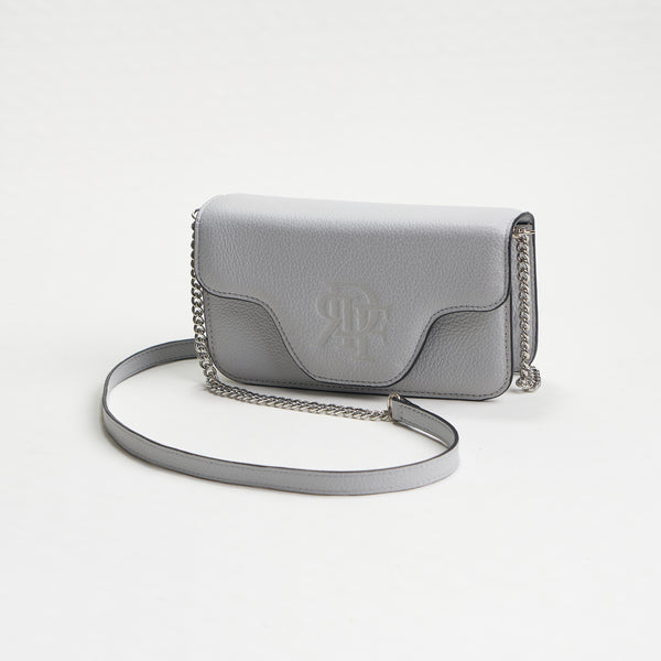 Rey De Flor Leather Gray Clutch & Crossbody Bag