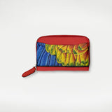 Scarlet Macaw Parrot Feather Zip Card Wallet – One of a Kind