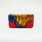 Scarlet Macaw Parrot Feather Clutch - One of a Kind
