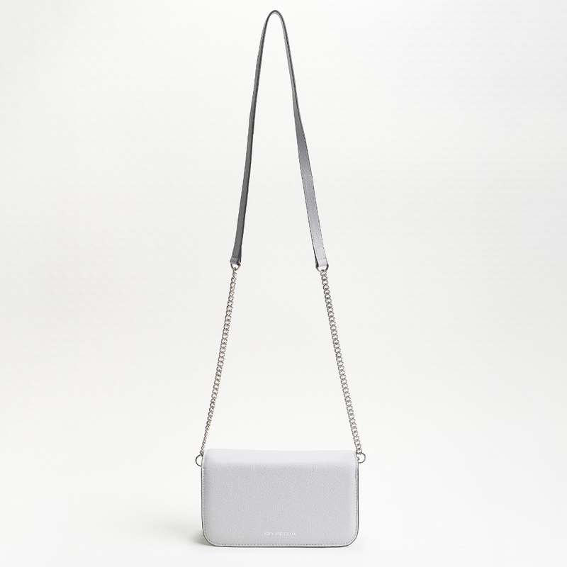 Rey De Flor Leather Gray Clutch & Crossbody Bag