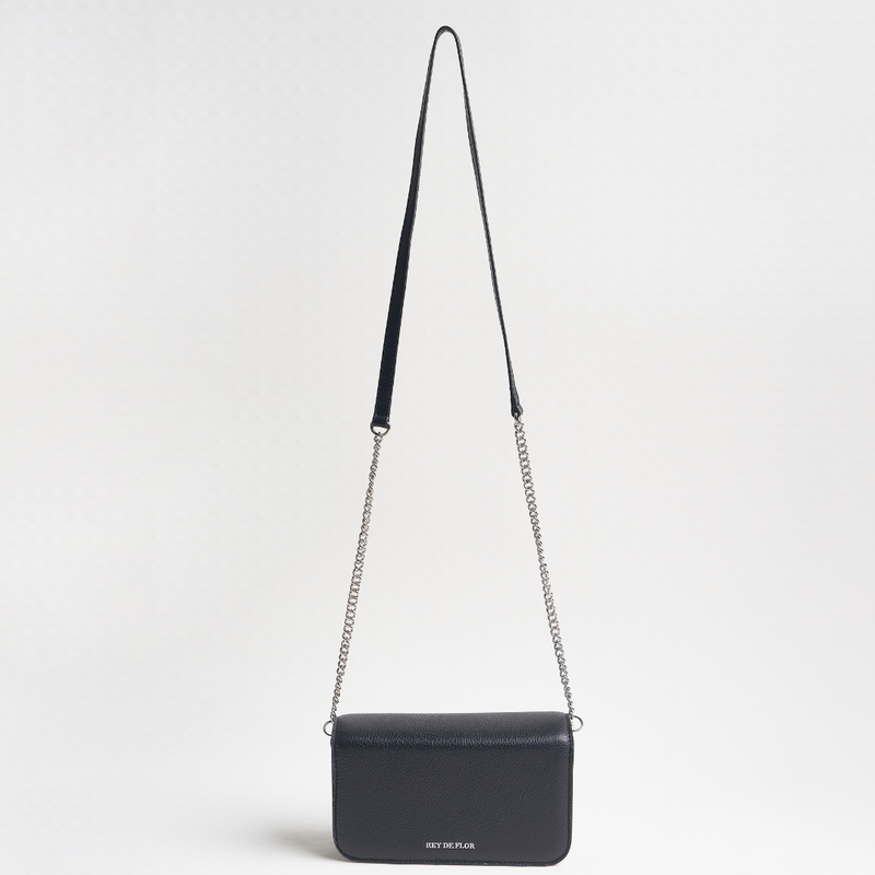 Rey De Flor  Leather Black Clutch & Crossbody Bag