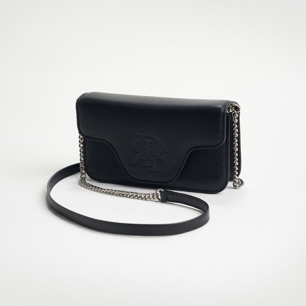 Rey De Flor  Leather Black Clutch & Crossbody Bag