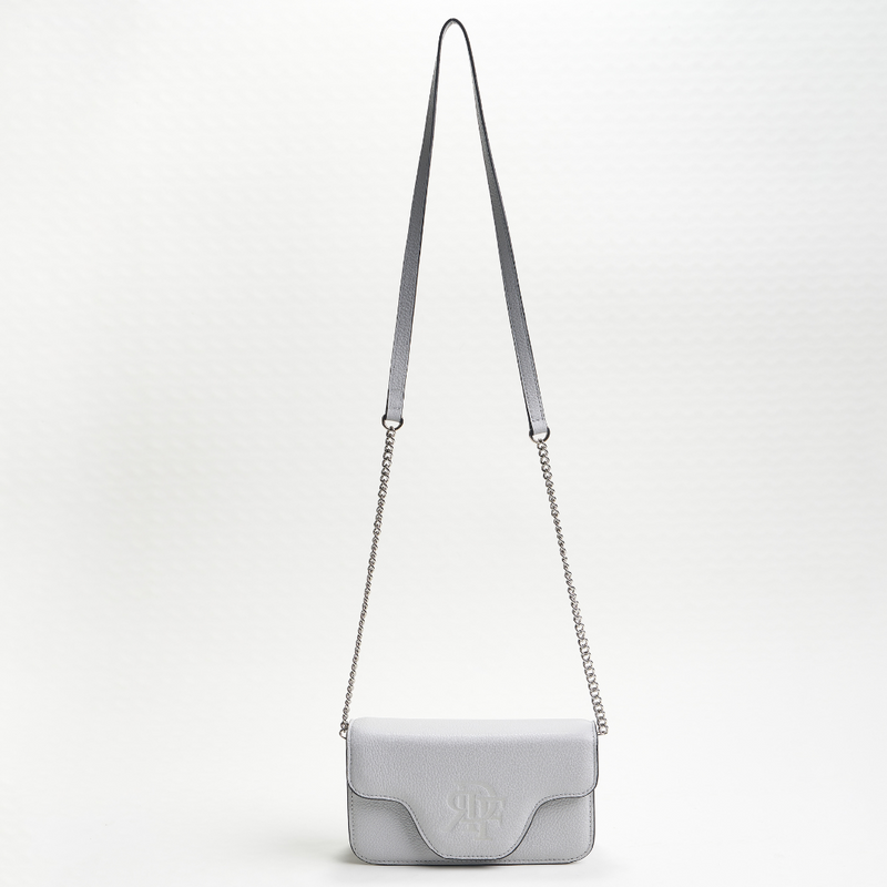 Rey De Flor Leather Gray Clutch & Crossbody Bag