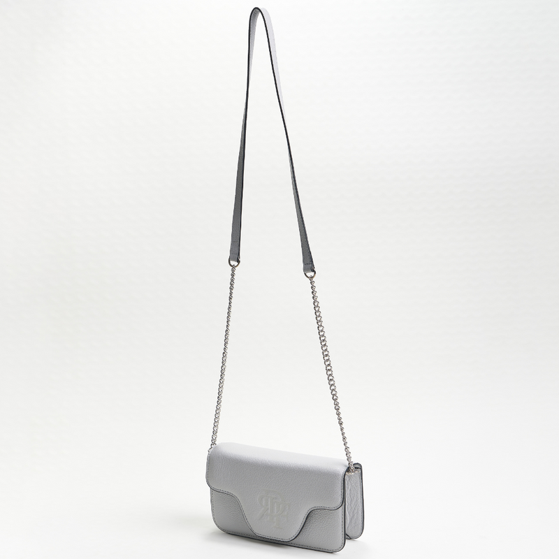 Rey De Flor Leather Gray Clutch & Crossbody Bag